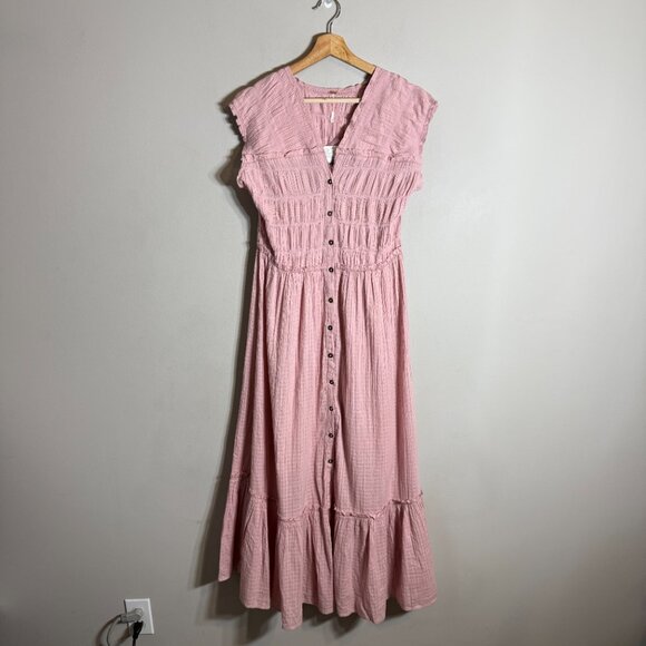 Free People Desert Dazed Midi Dress Women's Large Pale Mauve Boho Sleeveless NWT - Picture 4 of 15